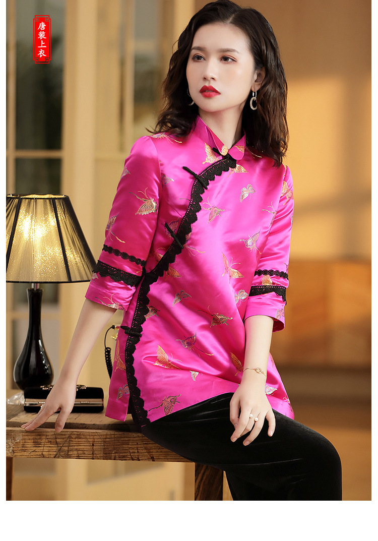 融合時(shí)尚與傳統(tǒng) xzyqf191027新款錦緞刺繡唐裝上衣